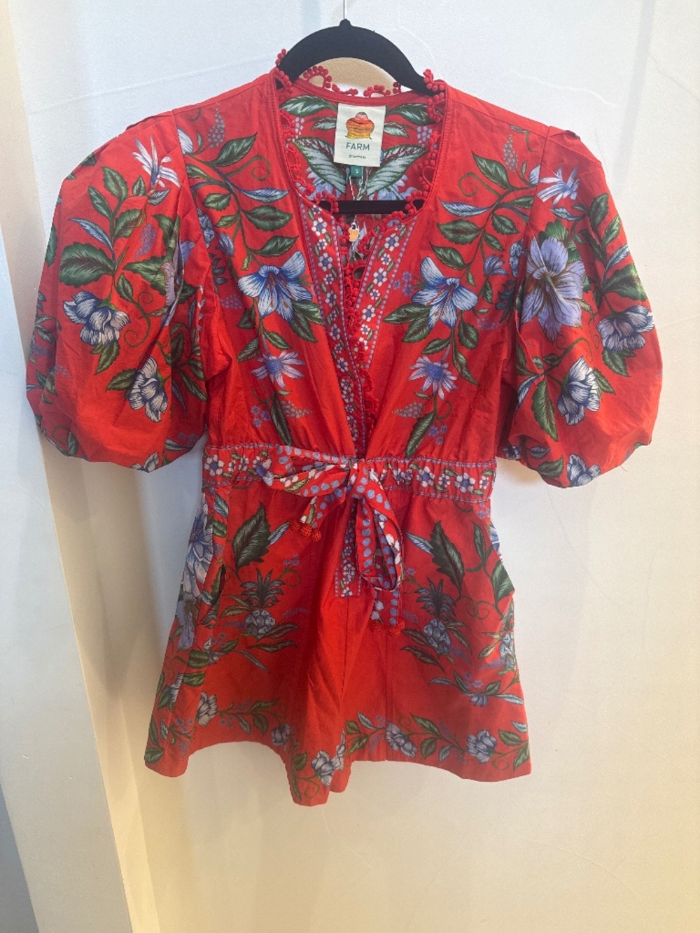Farm Rio Red Sweet Bloom Bouquet Organic Cotton Romper